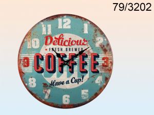 Metalowy zegar ścienny Coffee